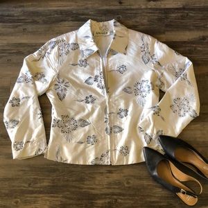 Anage 100% Silk Winter White Jacket size XS